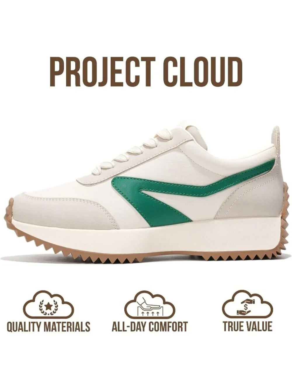 Women Balinda-white Project Cloud Sneakers Memory Foam Lightweight Lace Up Shoes